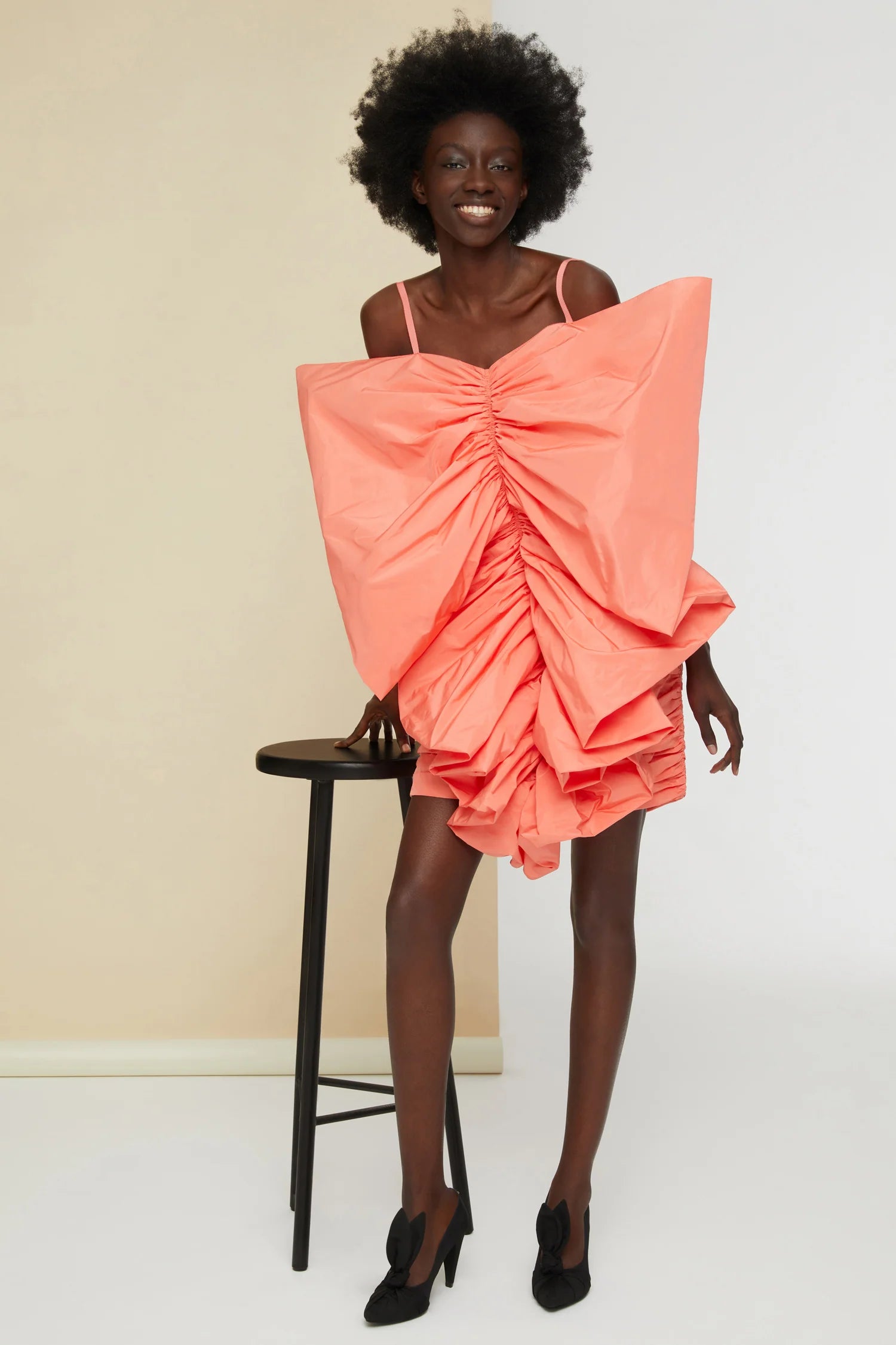 Patou Butterly Faille Coral Mini Party Dress - House Of Huntington