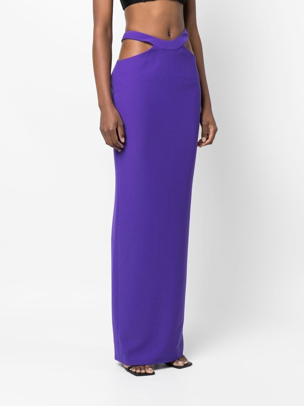 MONOT Cut-out Waist Back Slit Purple Maxi Skirt - House Of Huntington