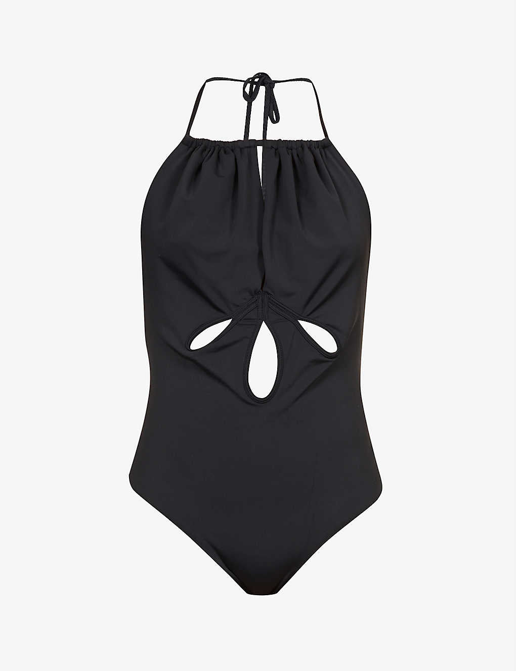 SELF-PORTRAIT Black Cut-Out Halterneck Swimsuit - House Of Huntington