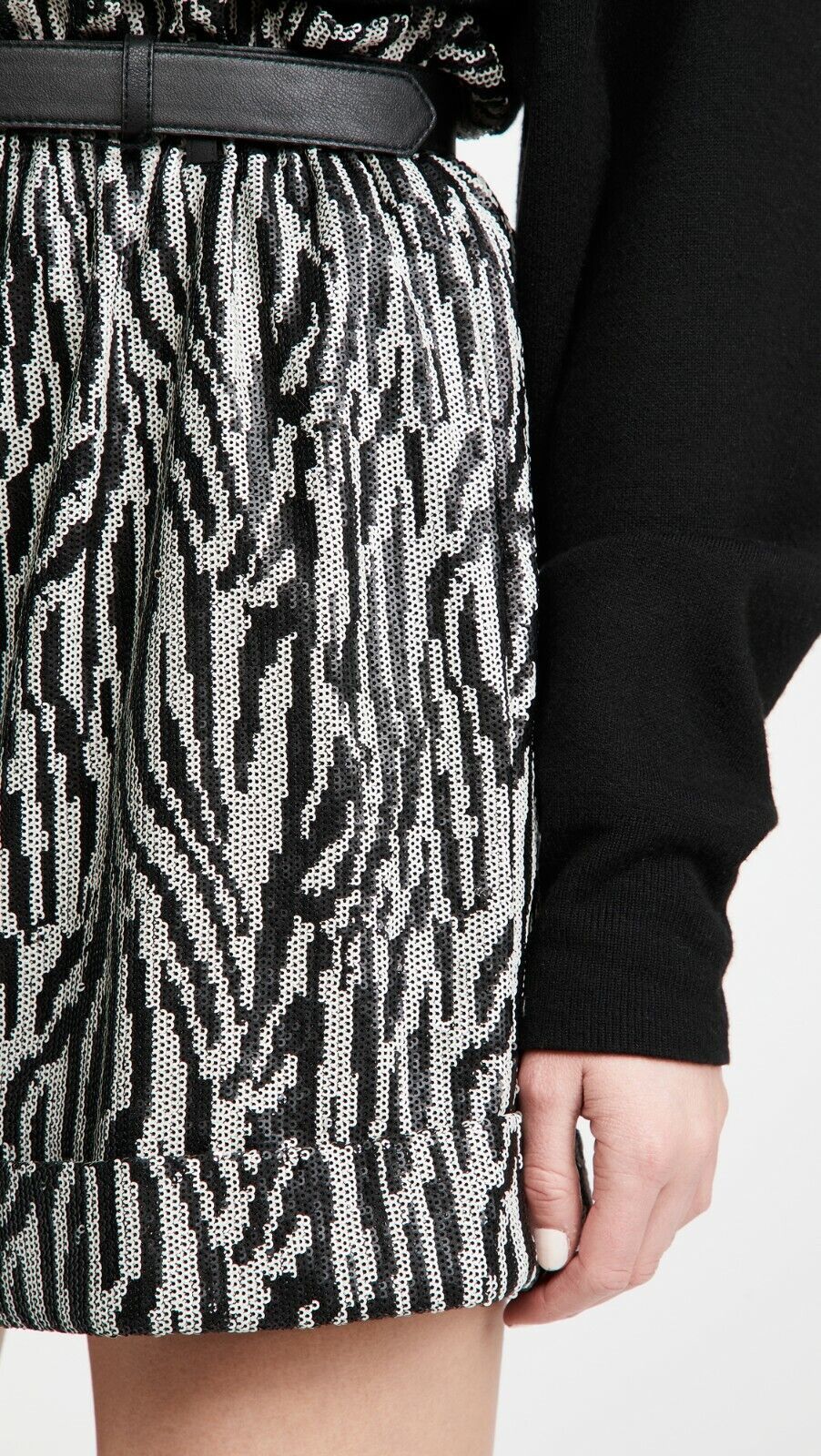 SELF-PORTRAIT Zebra Print Sequin High-Rise Shorts - House Of Huntington