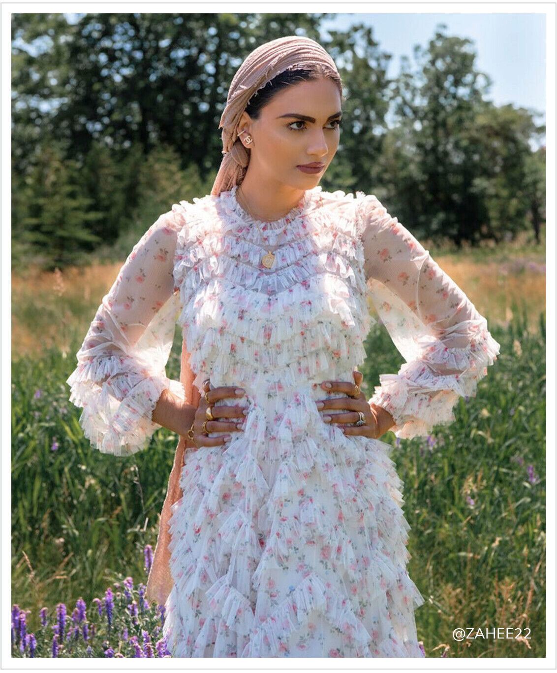 NEEDLE & THREAD Bijou Rose Ruffle Ditsy Floral Mini Dress - House Of Huntington