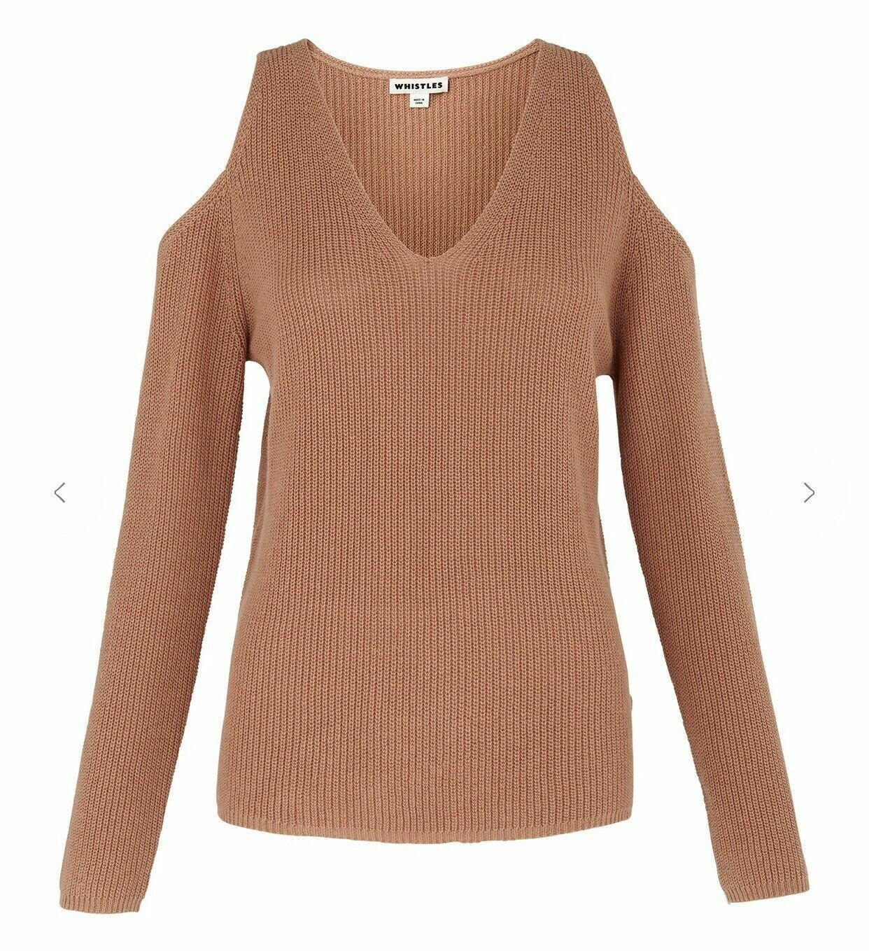 Whistles V Neck Cold Shoulder Knit Sweater Jumper - House Of Huntington
