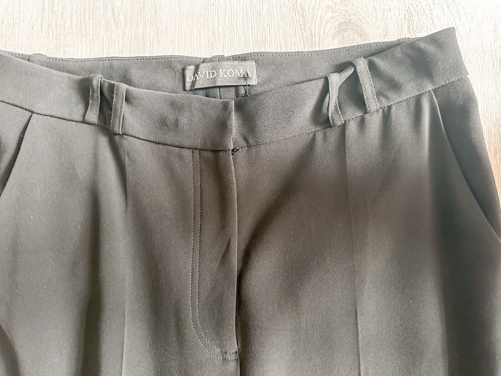 DAVID KOMA Black Cargo Pocket Detail Flared Utility Style Trousers - House Of Huntington