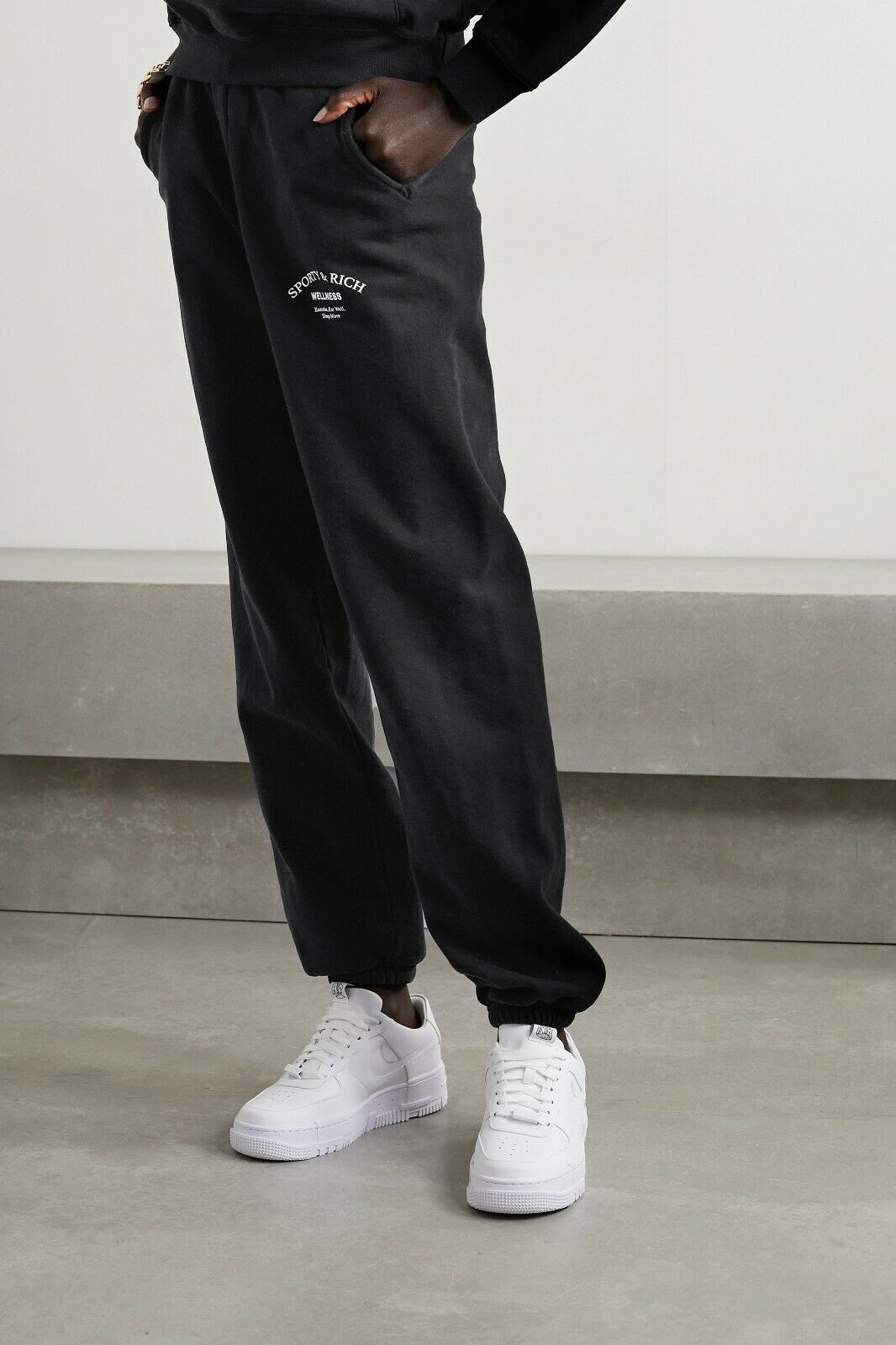 SPORTY & RICH Wellness Studio Black Joggers Track Bottoms - House Of Huntington