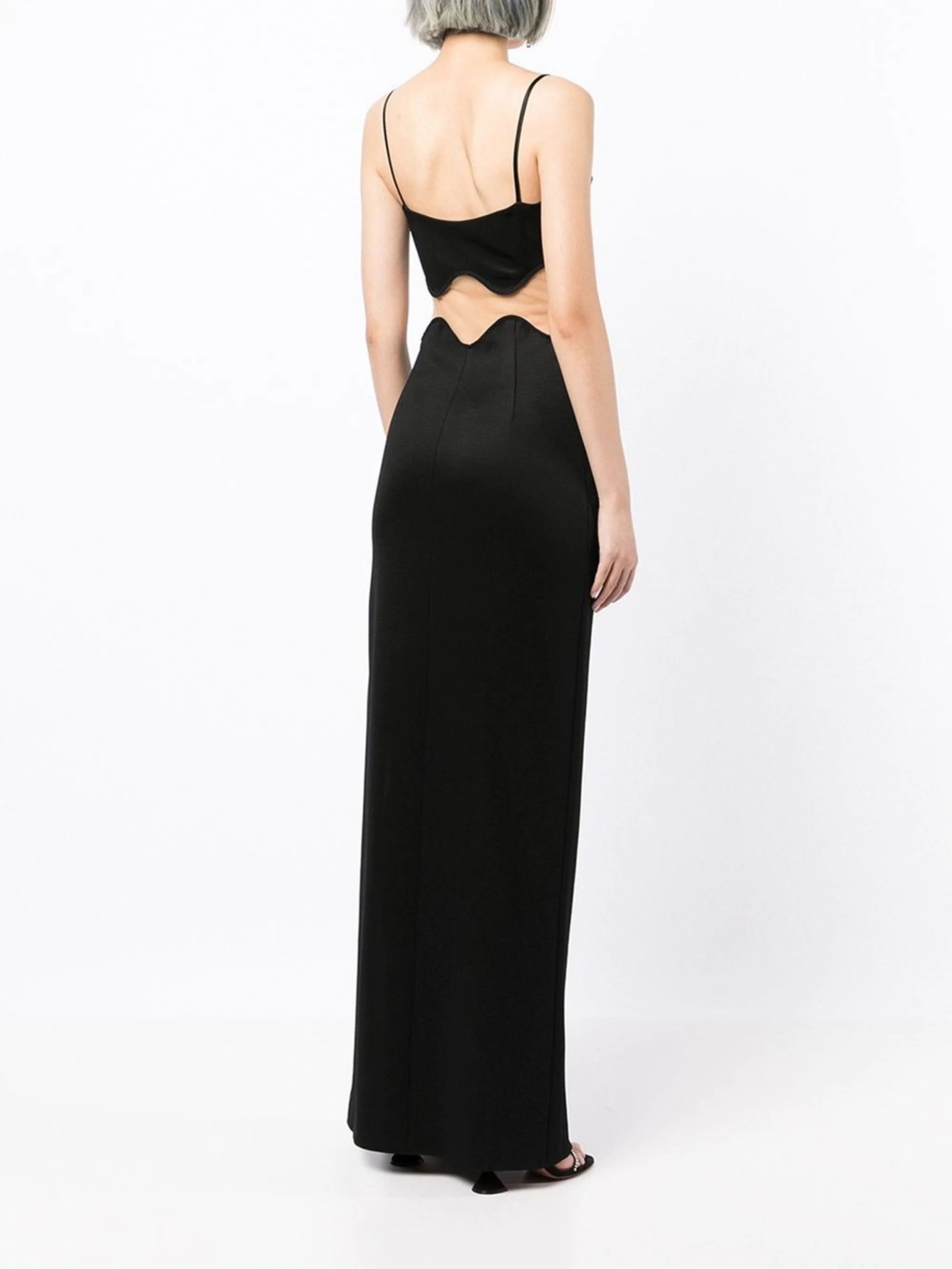 GALVAN LONDON Black Siren Mesh-Panel Maxi Dress - House Of Huntington