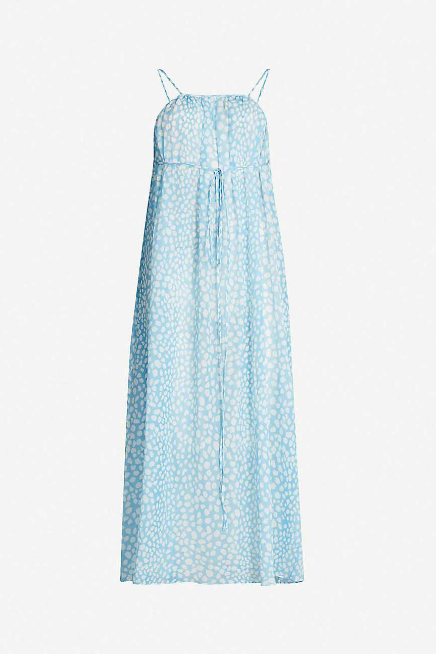 Rixo London Misty Blue Leopard Ombre Silk Dress - House Of Huntington