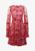 Needle & Thread Red Anya Cherry Flora Long Sleeve Dress