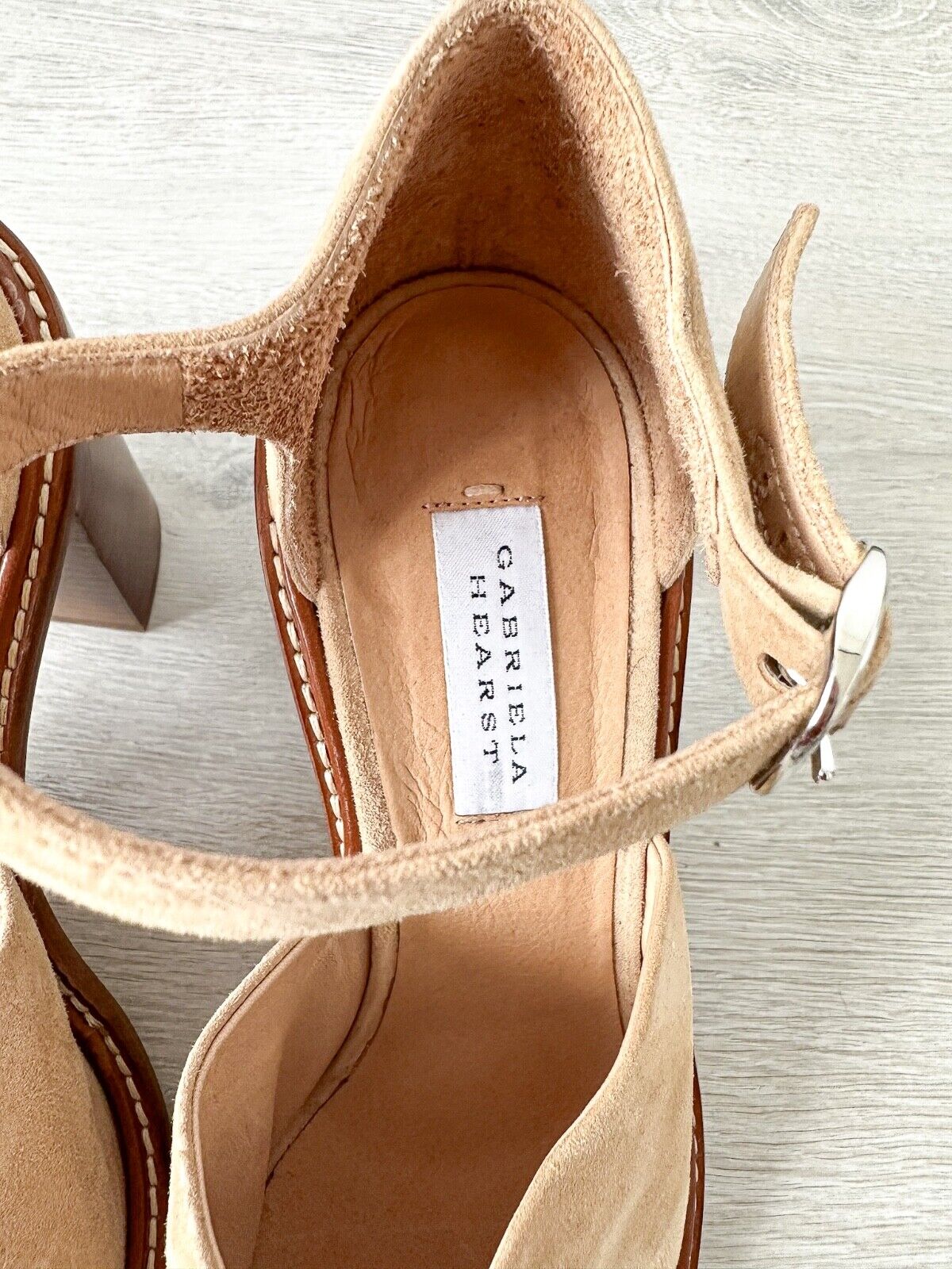 Gabriela Hearst Beau Suede Wooden Block High Heel Sandals - House Of Huntington