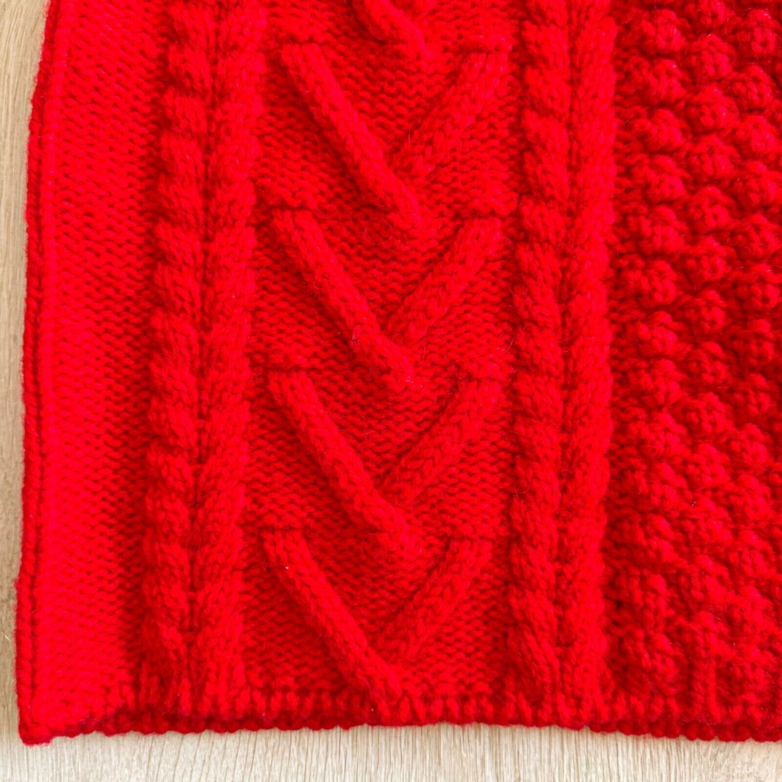 Bottega Veneta Red Cable Knit Shetland Wool Tweed Mini Skirt