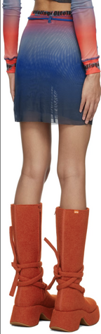 OTTOLINGER Blue Ombre Logo Waistband Mesh Wrap Mini Skirt - House Of Huntington
