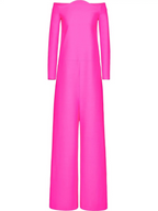 Valentino Garavani Couture Pink PP Crepe Off Shoulder Statement Jumpsuit