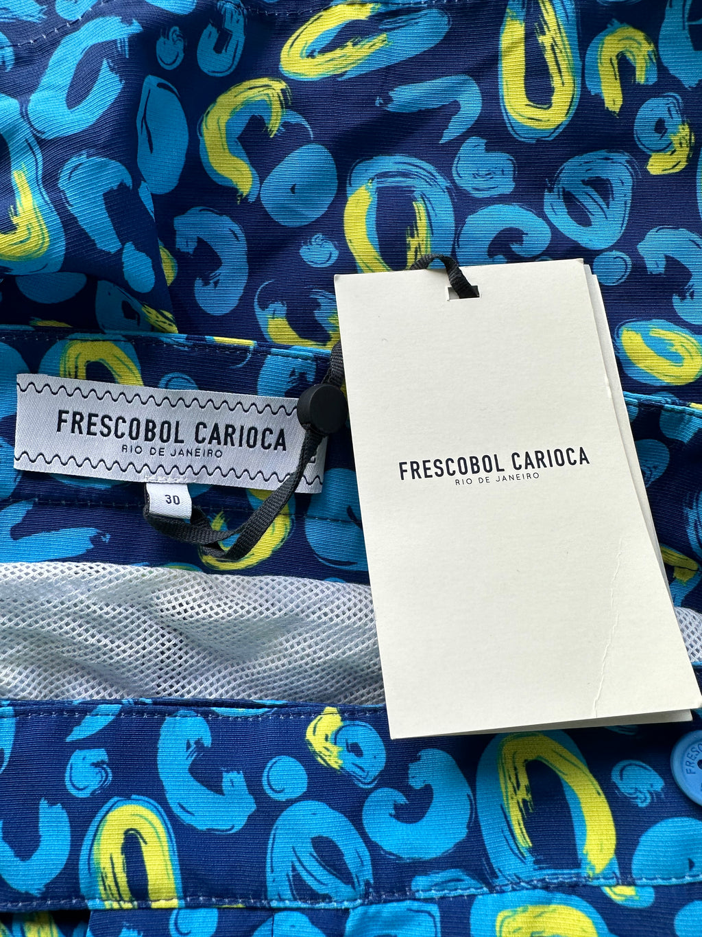 Frescobal Carioca Tailored Long Swim Shorts Trunks In Navy & Lemon