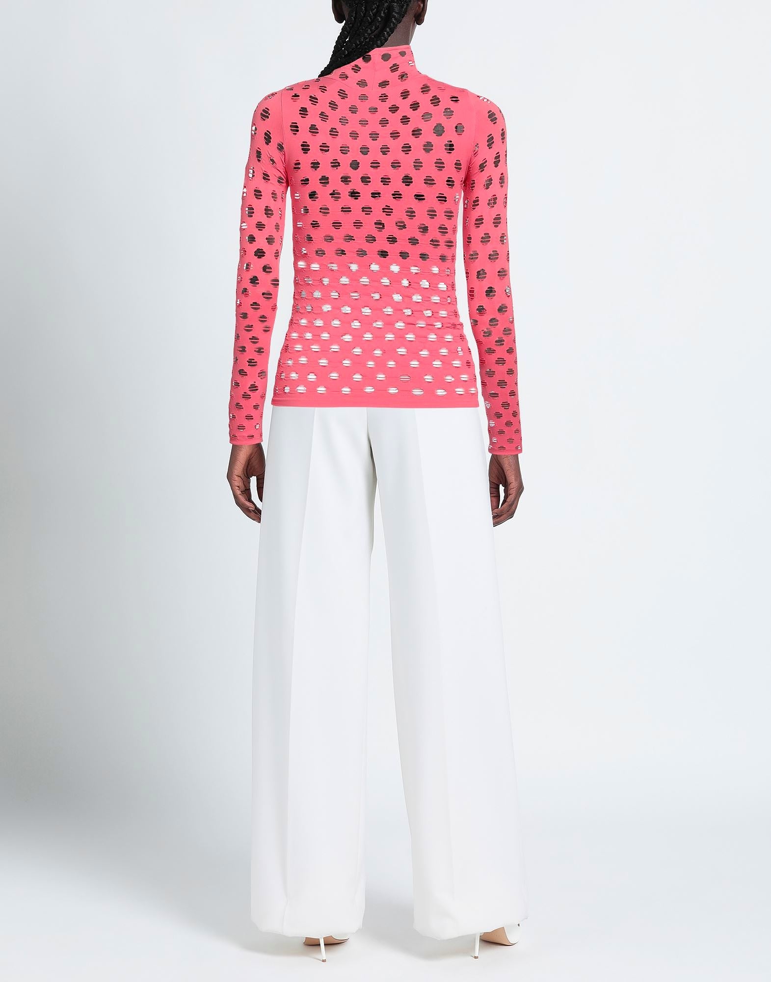 MAISIE WILEN Pink Perforated Turtleneck Long Sleeve Top - House Of Huntington