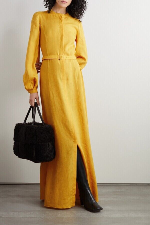 GABRIELA HEARST Yellow Massey Button-Up Shirt Maxi Dress - House Of Huntington