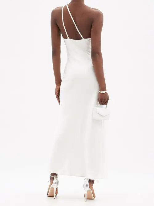 GALVAN Ibiza Pearl White One Shoulder Bridal Wedding Dress - House Of Huntington