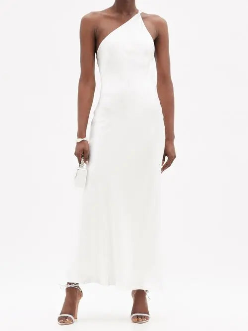 GALVAN Ibiza Pearl White One Shoulder Bridal Wedding Dress - House Of Huntington