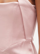 16ARLINGTON Pink Corseted Crossover Strap Satin Mini Dress - House Of Huntington