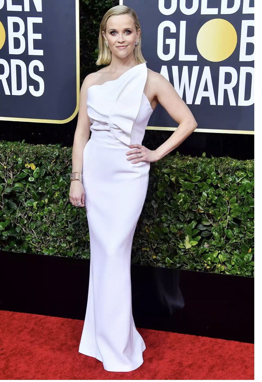 Robe colonne blanche à volants et à une épaule Warrington de Roland Mouret