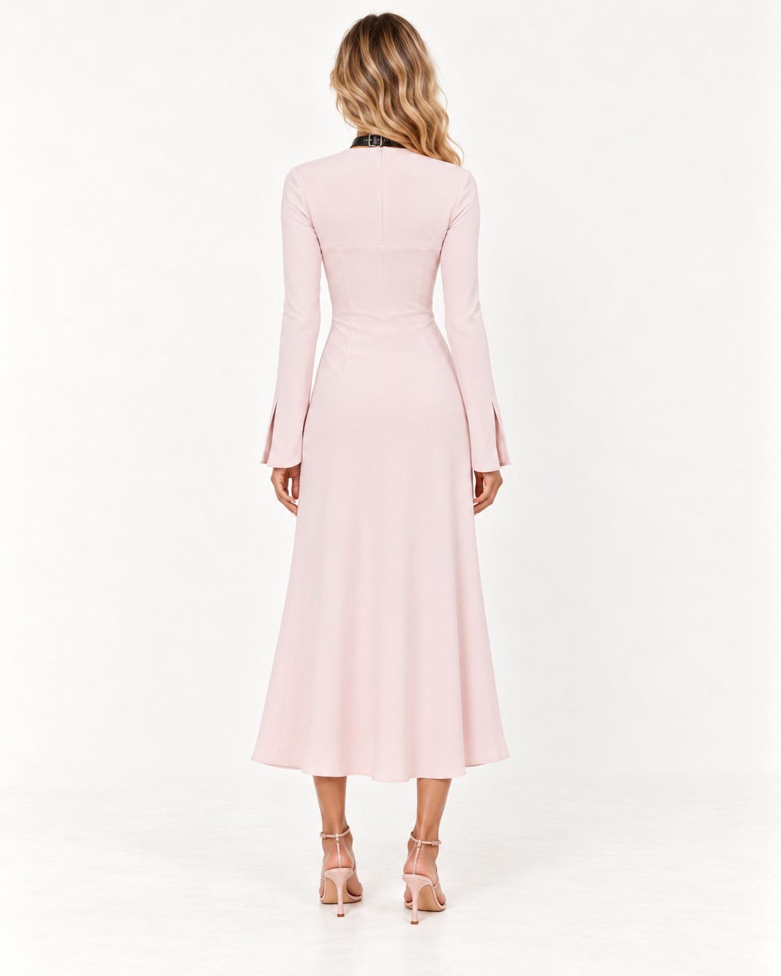 16ARLINGTON Leith Leather Buckle Detail Strap Pink Midi Dress 3