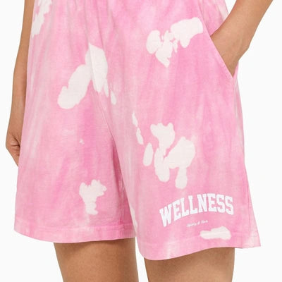 SPORTY & RICH Wellness Pink Tie Dye Cotton Jersey Shorts - House Of Huntington