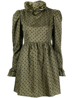 Batsheva Olivgrünes Prairie-Minikleid mit Tupfenmuster