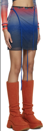 OTTOLINGER Blue Ombre Logo Waistband Mesh Wrap Mini Skirt - House Of Huntington