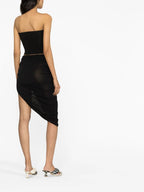 JACQUEMUS La Jupe Black Perola Bead Detail Cut Out Sides Asymmetric Skirt - House Of Huntington