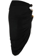JACQUEMUS La Jupe Black Perola Bead Detail Cut Out Sides Asymmetric Skirt - House Of Huntington