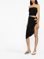 JACQUEMUS La Jupe Black Perola Bead Detail Cut Out Sides Asymmetric Skirt - House Of Huntington