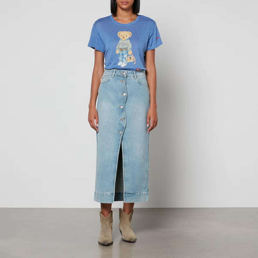 Polo Ralph Lauren Polo Teddy Bear Blue Linen Relaxed Tee