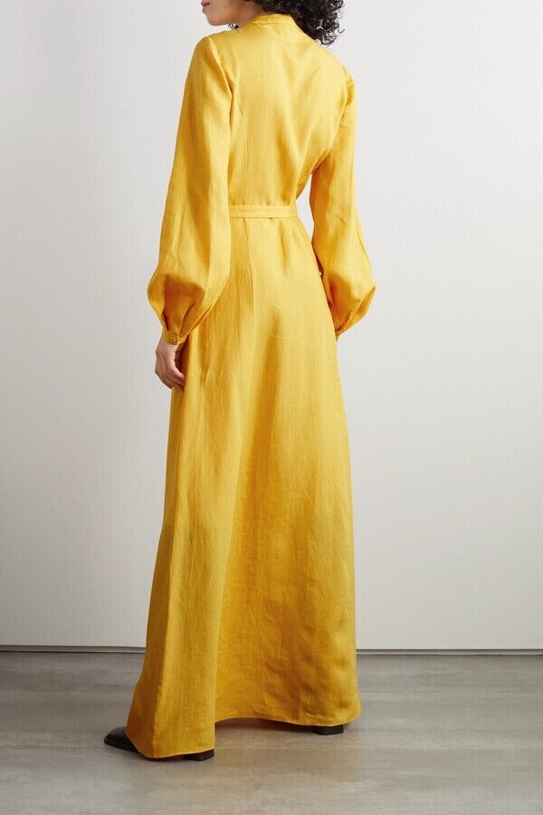 GABRIELA HEARST Yellow Massey Button-Up Shirt Maxi Dress - House Of Huntington