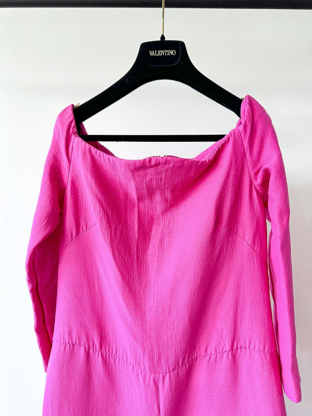 Valentino Garavani Couture Pink PP Crepe Off Shoulder Statement Jumpsuit