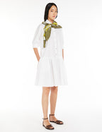 Max Mara White Caronte Cotton Poplin Pleat Hem Shirt Dress