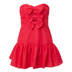 Robe courte rouge Woodlow à nœud LoveShackFancy