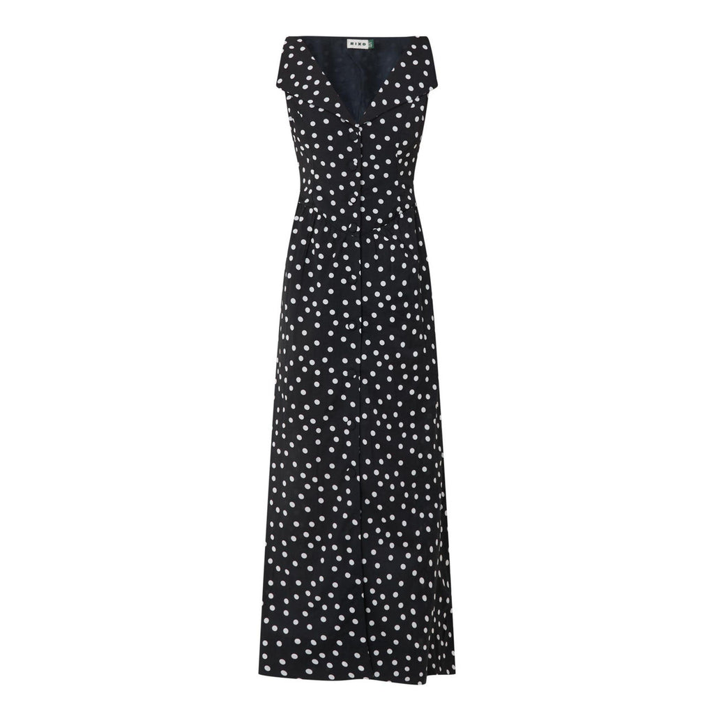 Rixo London Black Siena Emma Polka Spotted Petite Dress