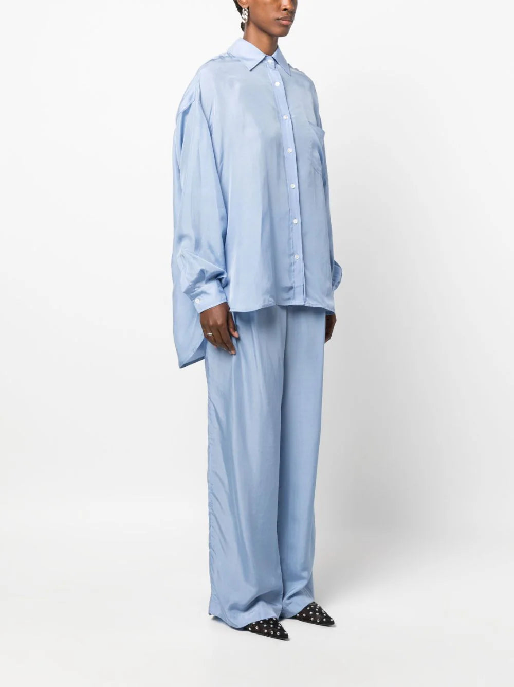 The Frankie Shop Blue Georgia Poplin Oversized Suiting Shirt - House Of Huntington