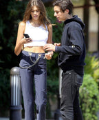 MIAOU Tommy Pinstripe Navy Chain Detail Grunge Pants Trousers - House Of Huntington