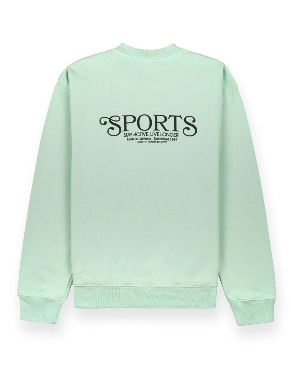 SPORTY & RICH Mens Mint Green Crew Neck Logo Sweatshirt SPORTY & RICH Mens Mint Green Crew Neck Logo Sweatshirt