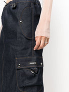 COPERNI Cargo Denim Dark Wash Logo Patch Pocket Detail Maxi Skirt - House Of Huntington