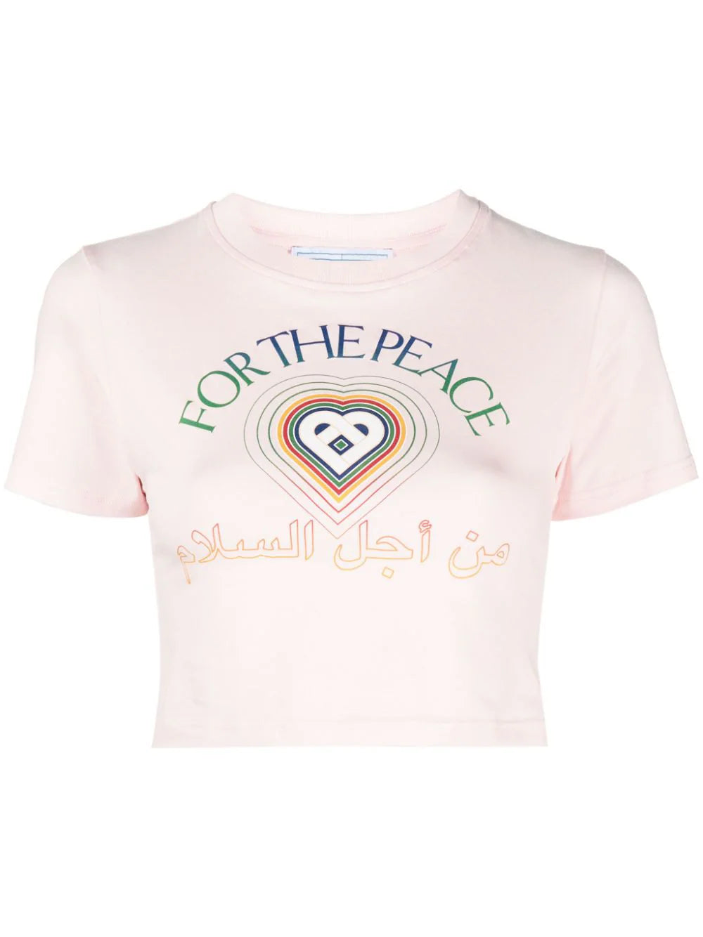 CASABLANCA Pink For The Peace Arabic Cropped Cotton T-shirt - House Of Huntington