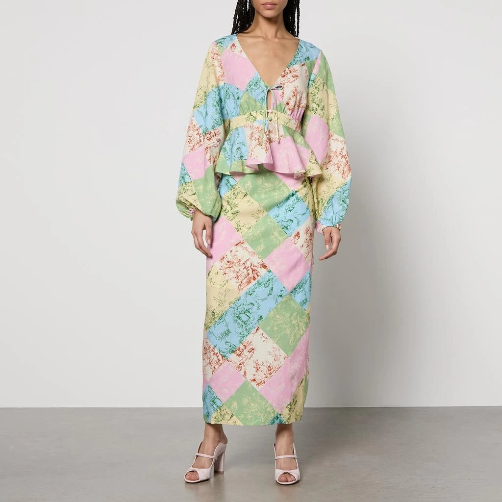 Kitri Floral Colorful Patchwork 90s Style Skirt