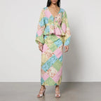 Kitri Floral Colorful Patchwork 90s Style Skirt