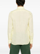 120% LINO Linen Camicia Yellow Spread Collar Linen Shirt - House Of Huntington