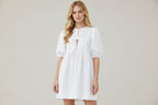 Ganni White Poplin Tie-Front Mini Dress
