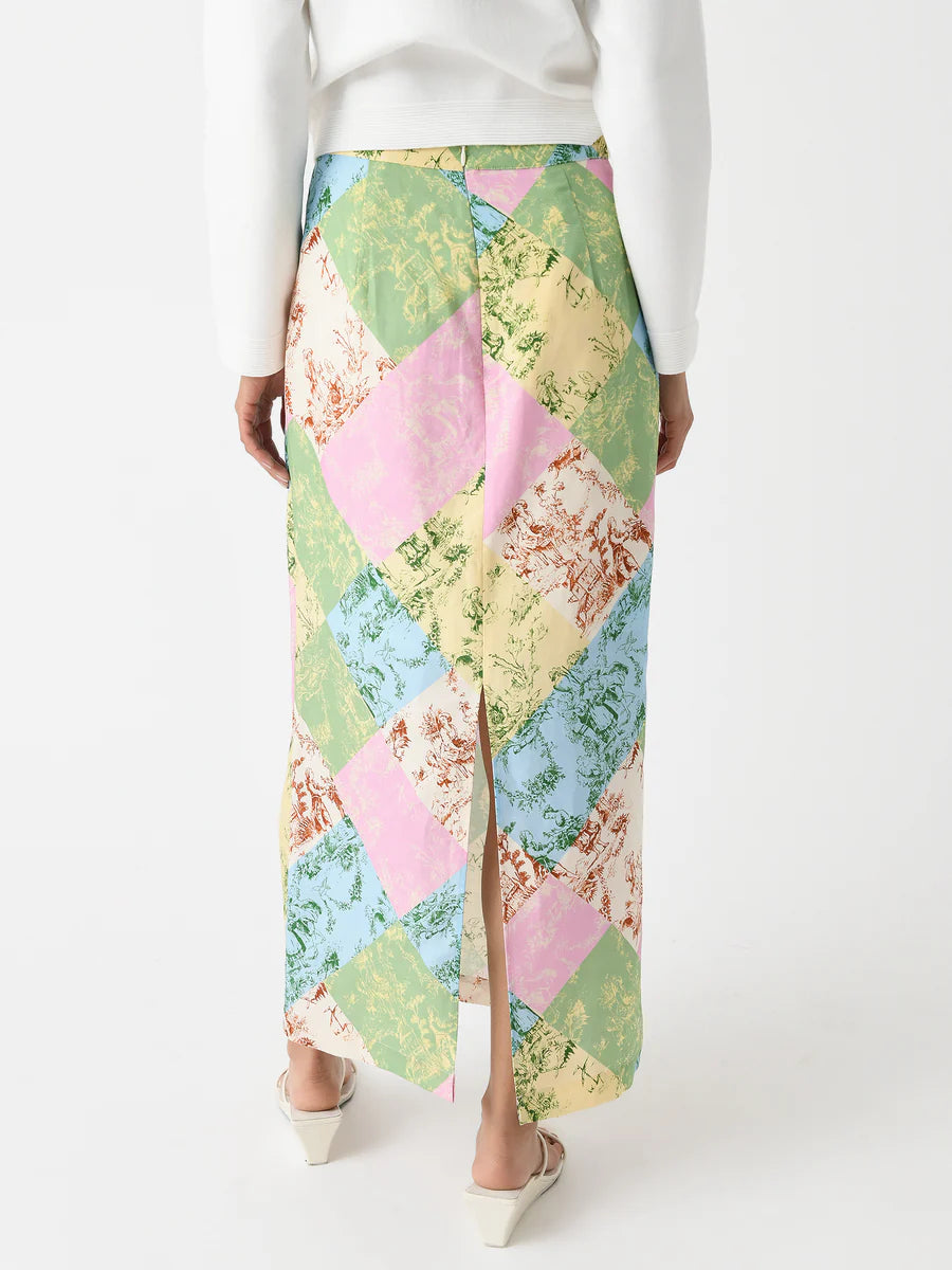 Kitri Floral Colorful Patchwork 90s Style Skirt