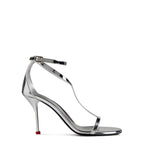 Alexander McQueen Silver Mirror Leather Harness Heeled Sandals 90