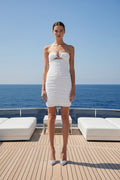 Area NYC White Heart Ring Raffiniertes Mini-Kleid