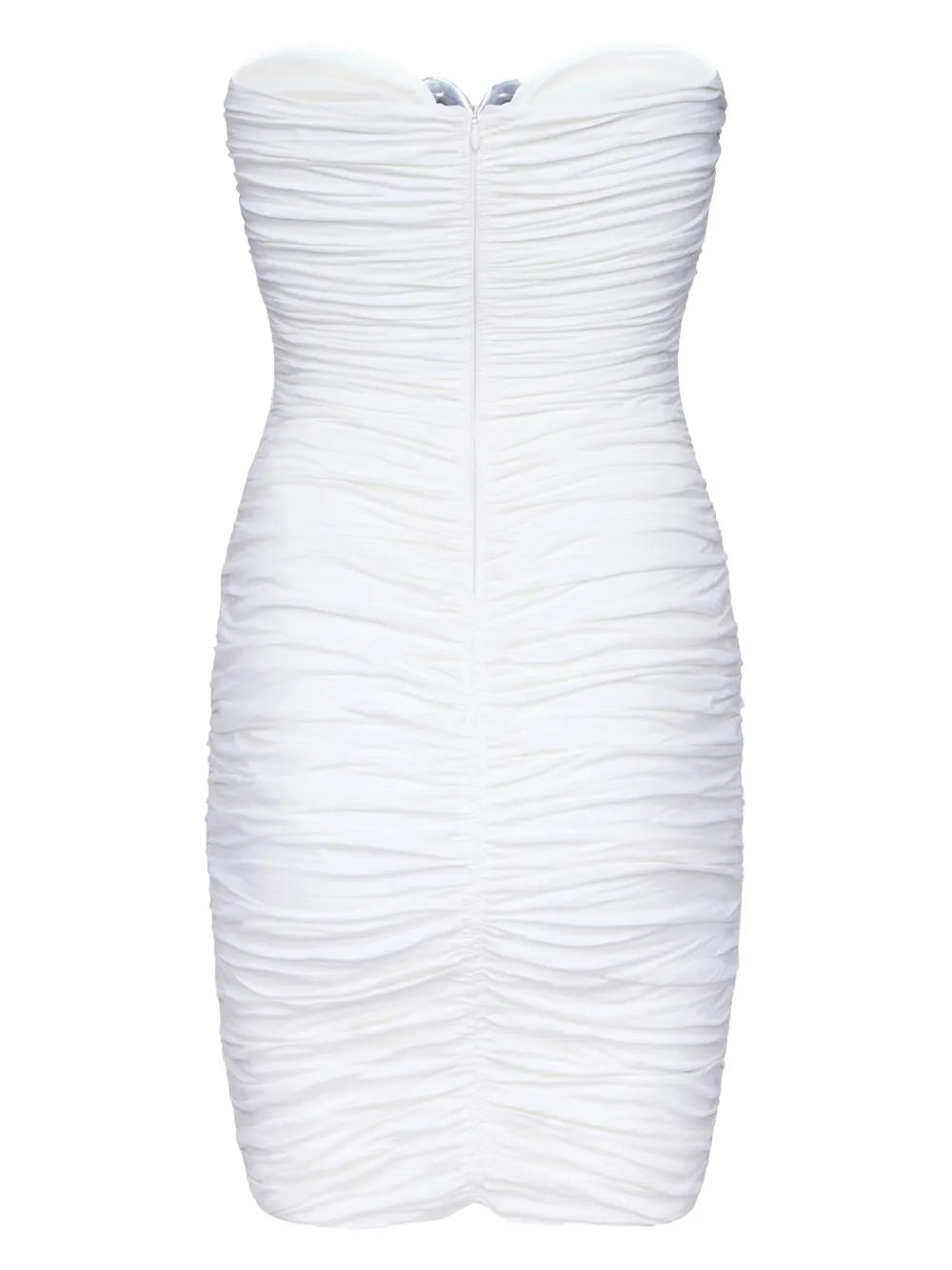 Area NYC White Heart Ring Ruched Mini Dress