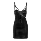 Versus Versace + Anthony Vaccarello Cutout Studded Leather Mini Dress