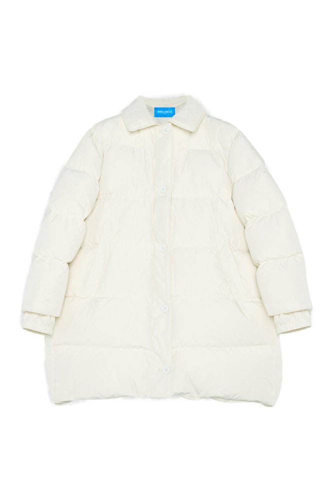 Nina Ricci White Duck Down Puffer Padded Logo Oversized Coat